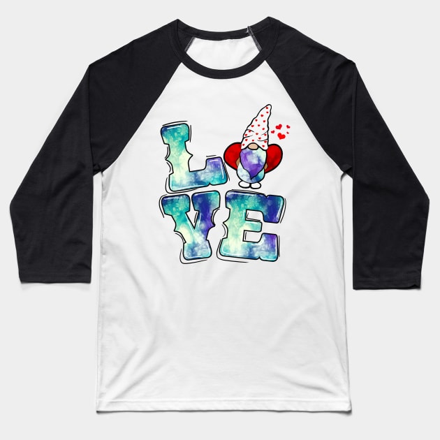 Valentines Gnomes Tie Dye Love Valentines Gnomes Heart Baseball T-Shirt by Studio Hues